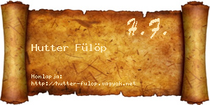 Hutter Fülöp névjegykártya